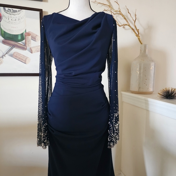 🔥Betsy & Adam Womens Beaded Long Evening Dress - Picture 5 of 15